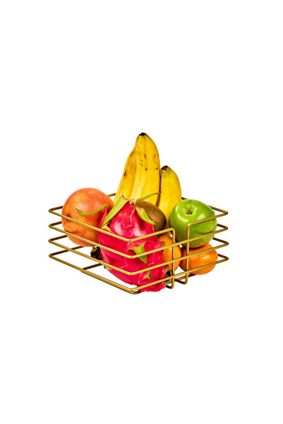 Edora Home Coș pătrat pentru fructe și legume cu colț ascuțit auriu, organiza...