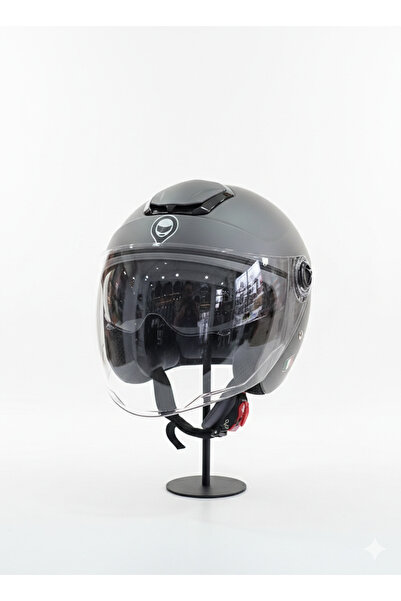 Free-M FREEM GRİ MAT AÇIK YARIM KASK ECE 22.06 SERTİFİKALI (GÜNEŞ VİZÖRLÜ HAF...