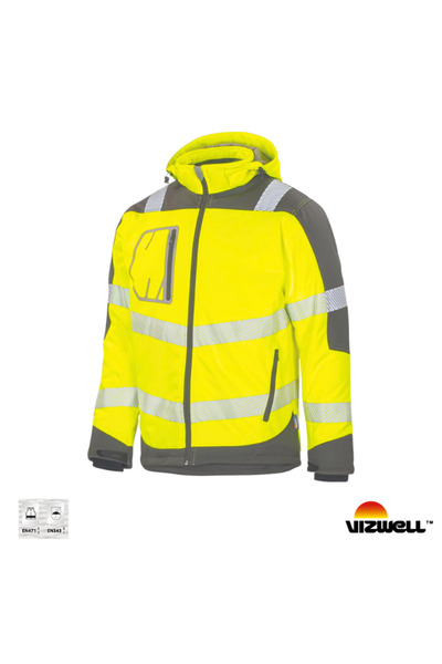 Vizwell ™ Reflektörlü Softshell Model Alüminyum Kaplı Termal Sarı Mont