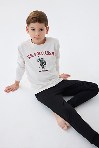 U.S. Polo Assn. Πόλο Ασν. Σετ πιτζάμες για αγόρι λευκό μακρυμάνικο