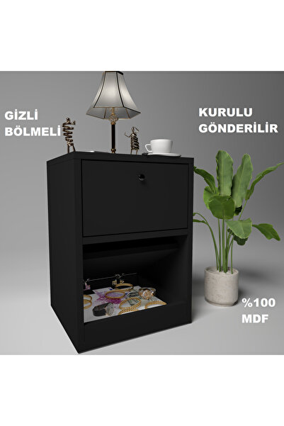 KONAK EV EŞYALARI Kili Gizli Bölmeli Komodin,MDF,Kurulu Gönderilir,Montaj Ger...