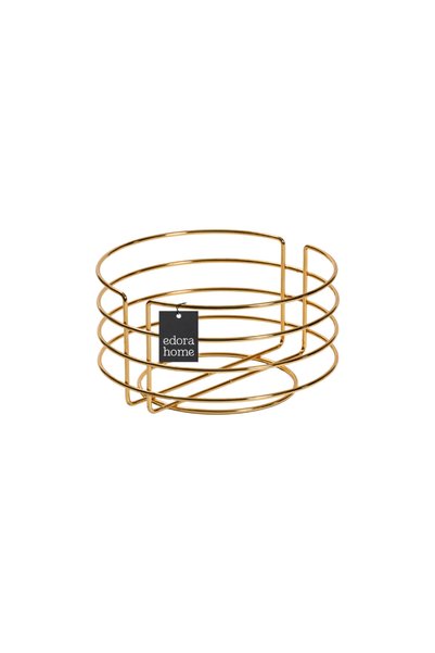 Edora Home Mat Gold Yuvarlak Ekmek Sepeti Ekmeklik Sunum Sepeti Makrome Çok Amaçlı Paslanmaz Metal