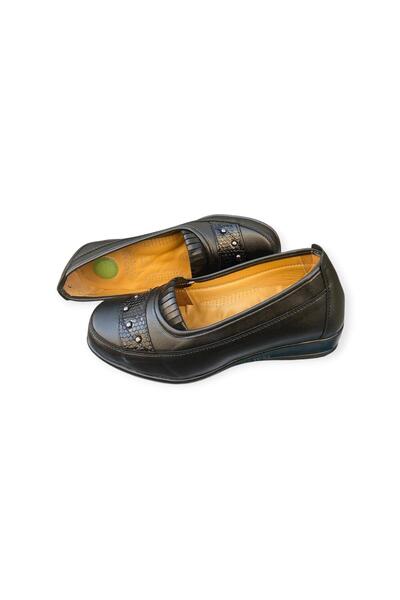 THE FRİDA SHOES حذاء نسائي أسود من الجلد الأصلي لتقويم العظام بالكامل