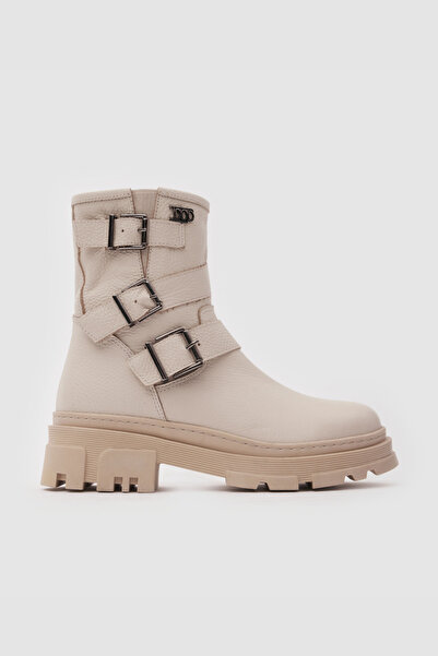 TOGO Bej Floater Hakiki Deri Kadın Casual Bot [060177]