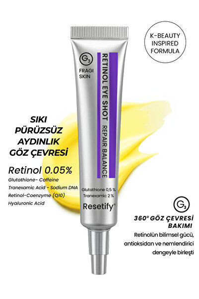 RESETIFY Retinol Eye Shot Göz Kremi 20 ML (Retinol %0,1 Tranexamic %2 Glutath...