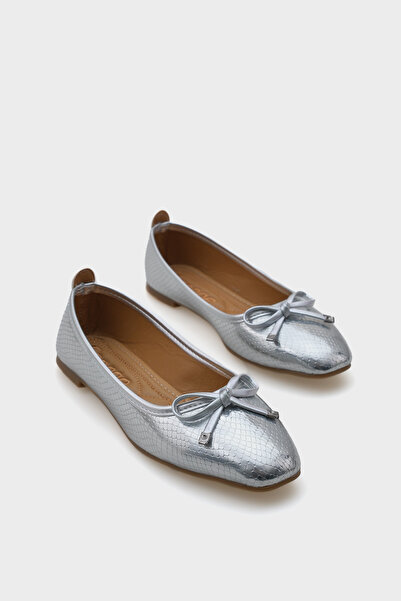Capone Outfitters Hana Trend Silver Damen-Ballerinas mit Schleife