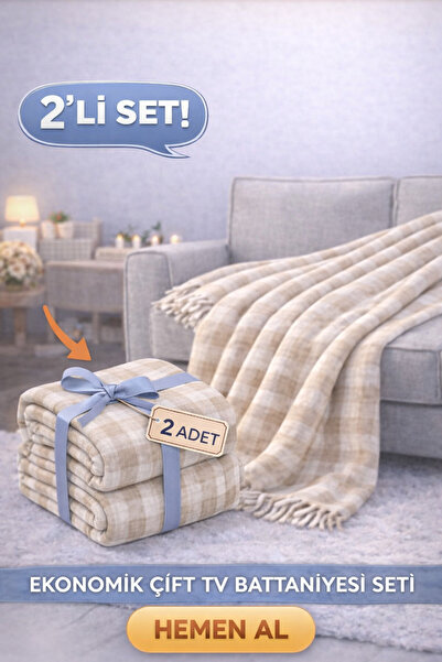 MUK's 2’li Pamuklu Çift Kişilik Skoc TV Battaniyesi | 180×220 cm | Yumuşak & ...