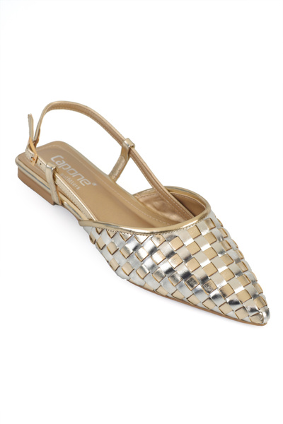 Capone Outfitters Balerini de damă Kay cu vârf ascuțit, aspect de piele întoa...