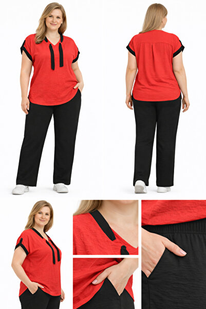 BİrHoşButik LARGE SIZE AEROBIN FABRIC COLLAR LACE-UP ARM LACE-UP WAIST RUBBER...