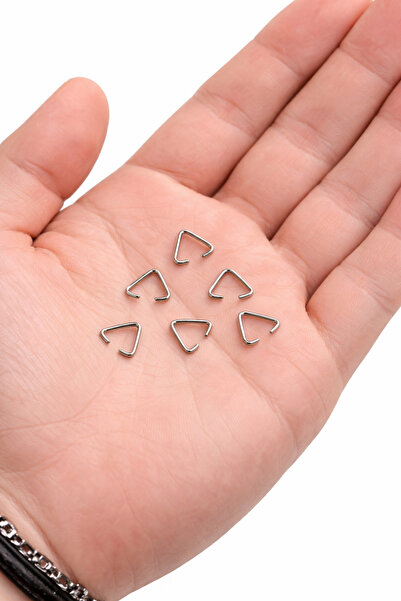 FlowerAksesuar 100 Adet - 10x12 mm Üçgen Halka, V Halka, Anahtarlık Halkası, ...