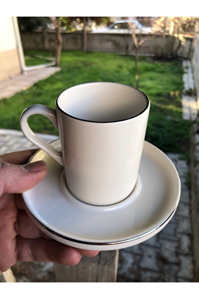 SARE Gilded 2-Piece Single (1) Person Porcelain Coffee Cup Set Off-White