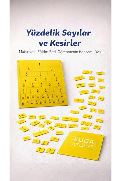 Luga Atölye Matematik Kesir Eğitim Seti & Eğlenceli Matematik Öğrenme - Sarı