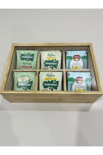 MİEN Bambu 6 gözlü çok amaçlı çay kutusu