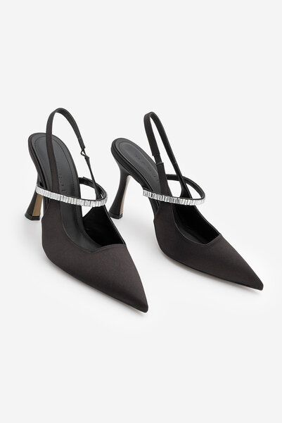 Marjin Γυναικείο στιλέτο με μυτερά δάχτυλα με πέτρα με ανοιχτή πλάτη με φουλά...