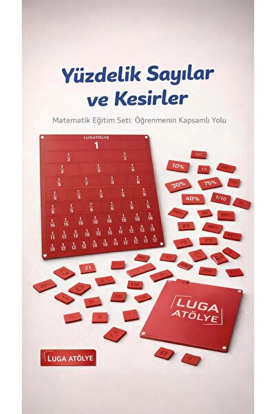 LUGA ATÖLYE Luga Atölye Matematik Kesir Eğitim Seti & Eğlenceli Matematik Öğr...