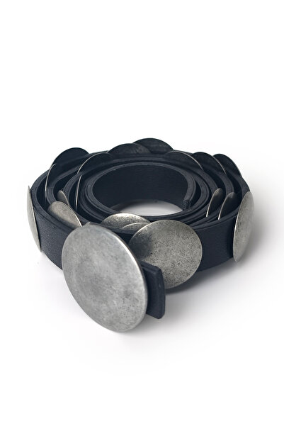 Ecrou Large Metal Circle Detailed Belt Black