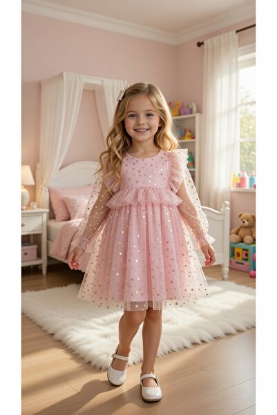 BİLGEN Style Κοριτσίστικο φόρεμα για πάρτι με αστέρια και γκλίτερ για ειδικές...