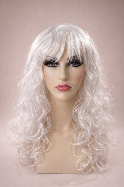 PARTİPORT Beyaz Dalgalı Peruk Uzun Sentetik Kadın Peruk Parti Cosplay Kostüm ...