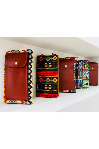 TR Rengarenk desenli telofun cepli cüzdan