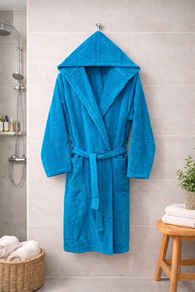 MYSOFTHOME روب حمام مخملي بغطاء للرأس مصنوع من القطن بنسبة 100%