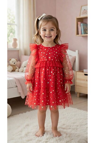 BİLGEN Style Рокля за специални поводи с принт на звезди за момичета, възраст...