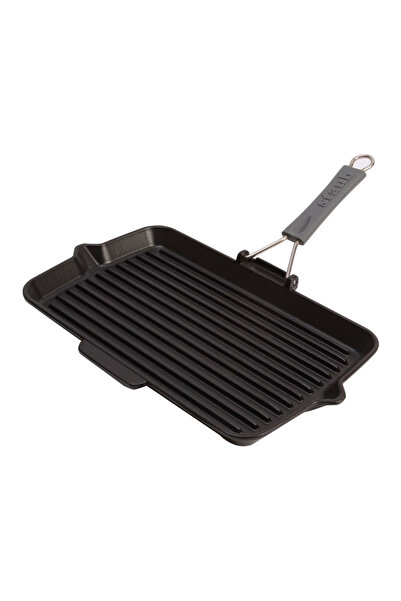 STAUB Döküm Izgara Tava Katlanır Saplı 34 x 21 cm Siyah