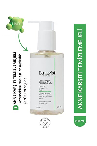 DermoNad Akne Karşıtı Yüz Temizleme Jeli Siyah nokta Karşıtı Sebum Dengeleyic...