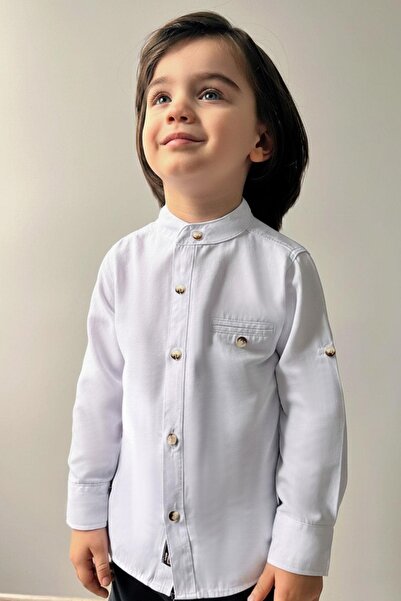 Breeze Erkek Bebek Gömlek Düğmeli Armalı 9 Ay-3 Yaş, Beyaz