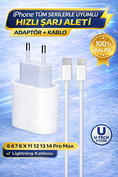 utechno iPhone 6 7 8 X 11 12 13 14 Pro Max Plus Uyumlu Hızlı Şarj Aleti Adapt...