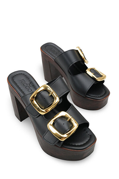 Riccon Milsaria 0012766 Black Skin - Ženske papuče sa dvostrukom kopčom