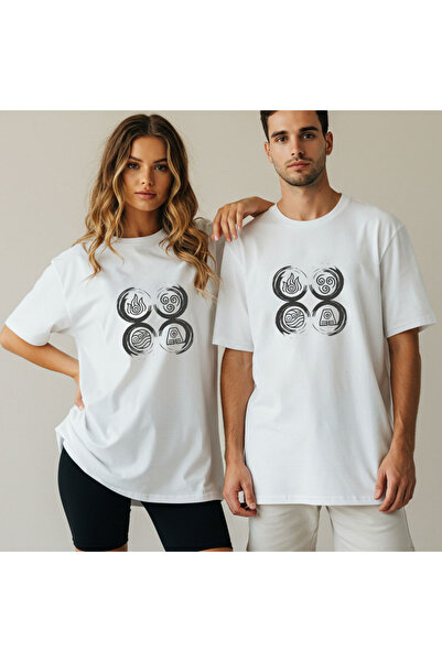 Kidilia تيشيرت بتصميم برقبة دائرية للجنسين مع صورة العناصر الأربعة