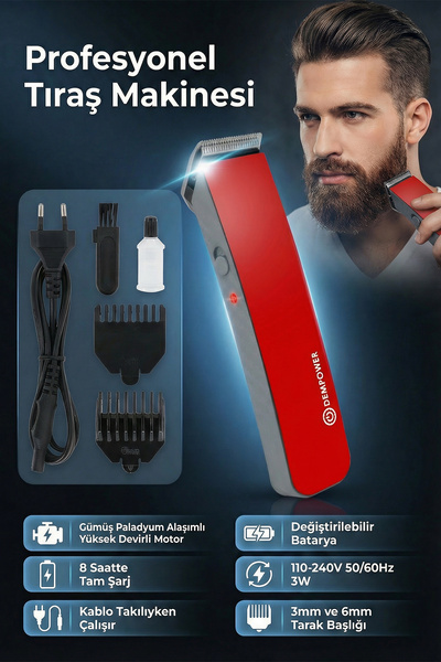 MUJGAN Dp-02 Saç-sakal Tıraş Makinesi Kırmızı