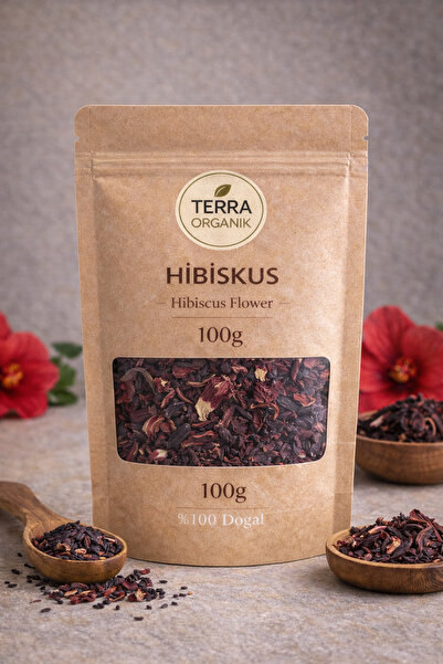 Terra Organik Hibisküs Çayı - Nar Çiçeği 100 gr ( Doğal Kurutulmuş, Elenmiş, ...