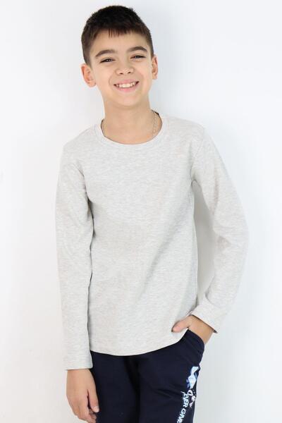 Breeze Boy's T-Shirt - Long Sleeve, 9-14 Years, Beige Melange