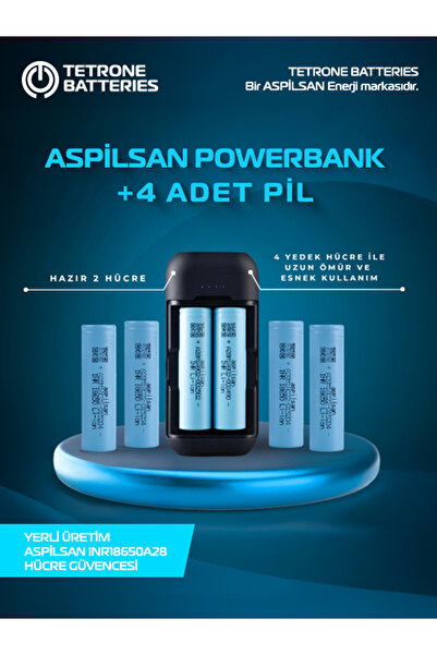 ASPİLSAN Powerbank + 4 Adet A28 Pil