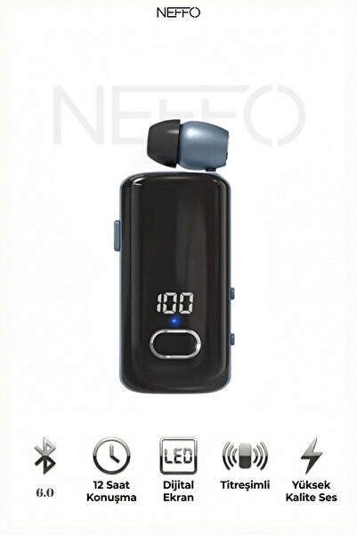 NEFFO Bluetooth Makaralı Kulaklık | 12 Saat Konuşma | Dijital Ekran | Titreşi...