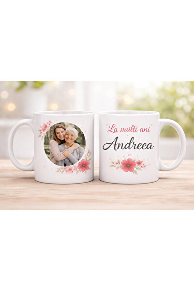 CrisPrint Cană Personalizată – Poză + Text „La Mulți Ani, Andreea”