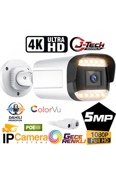 jetucuzal J-TECH JT-9070 5MP SESLİ IP Bullet 12 LED PoE 3.6MM Network Kamera ...