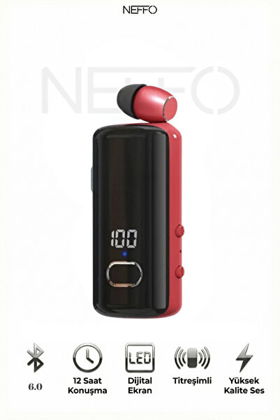 NEFFO Bluetooth Makaralı Kulaklık | 12 Saat Konuşma | Dijital Ekran | Titreşi...