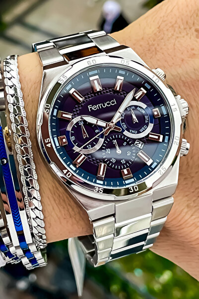 Ferrucci Tüm Fonksiyonları Aktif 2 Yıl Garantili Su Geçirmez Çelik Erkek Kol ...