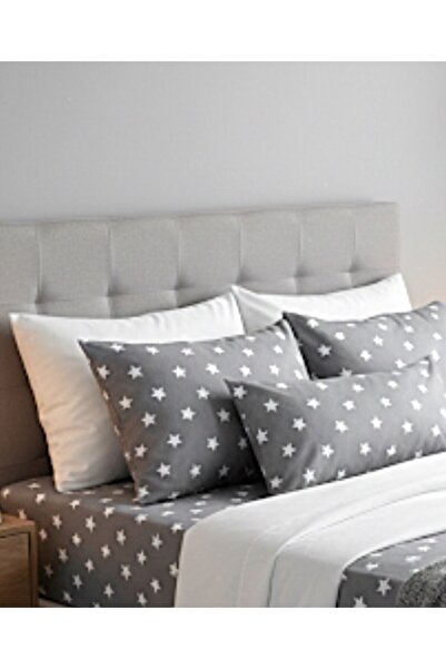 CARWEN TEKSTİL 2 Pack Ranforce Cotton Standard 50x70 Pillow Case Gray Star