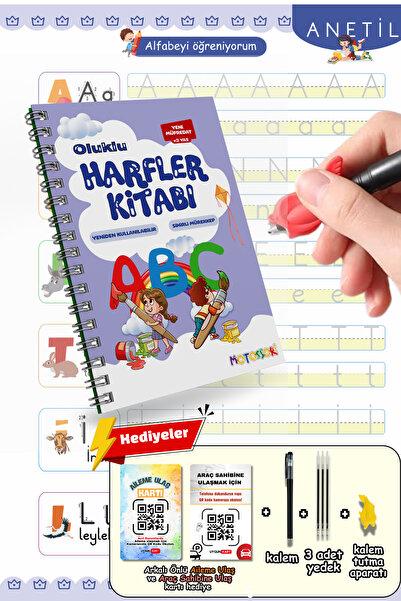motossori Harfleri Öğreten Oluklu (Kabartmalı) Kitabı | Sihirli Yazı Defterle...