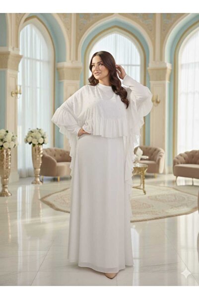 hakimoda Plus Size Şahbanu Chiffon Hijab Evening Dress