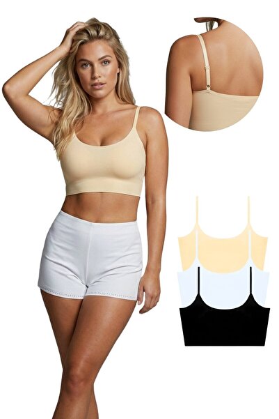 Newlilla 777 Women's Thin Strap Laser Cut Crop Bustier