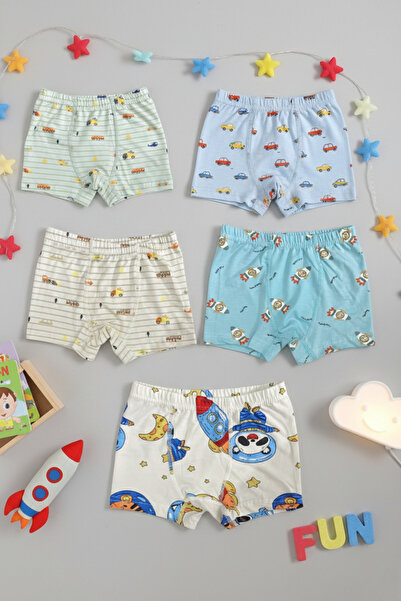 MADALİNA Boxeri pentru băiat, 95% bumbac, cu model în dungi, 5 piese