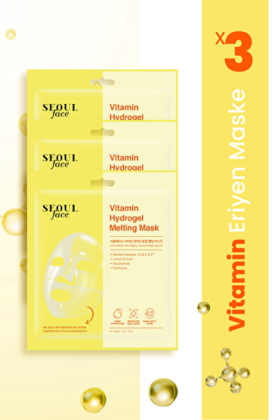 Dermal Vitamin Hydrojel Şeffaflaşan Kore Yüz Maskesi Nemlendirici Eriyen Mask...