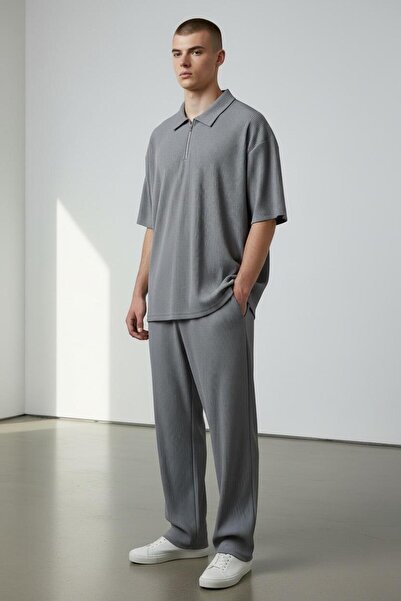 Altamira Ανδρικό κοστούμι φόρμας Smoke Grey με μισό φερμουάρ Ottoman