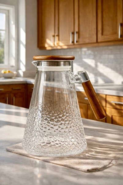 Maloria Crackle Desenli Akasya Cam Sürahi | 2 Litre