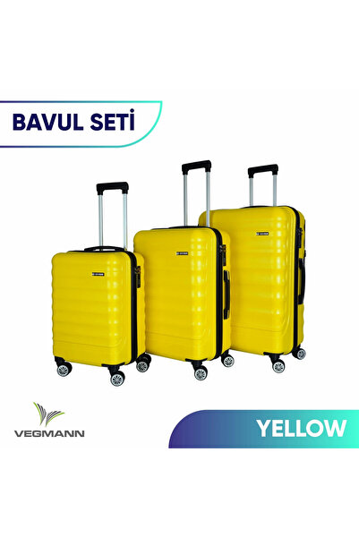 Catwins Vegmann Delphin Dayanıklı Unisex 3’lü Valiz & Bavul Seti Sarı