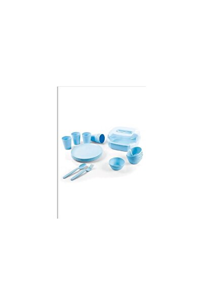 Üçsan 32 Parça 6 Kişilik Kilitli Çantalı Plastik Piknik Seti Yuvarlak Tabak